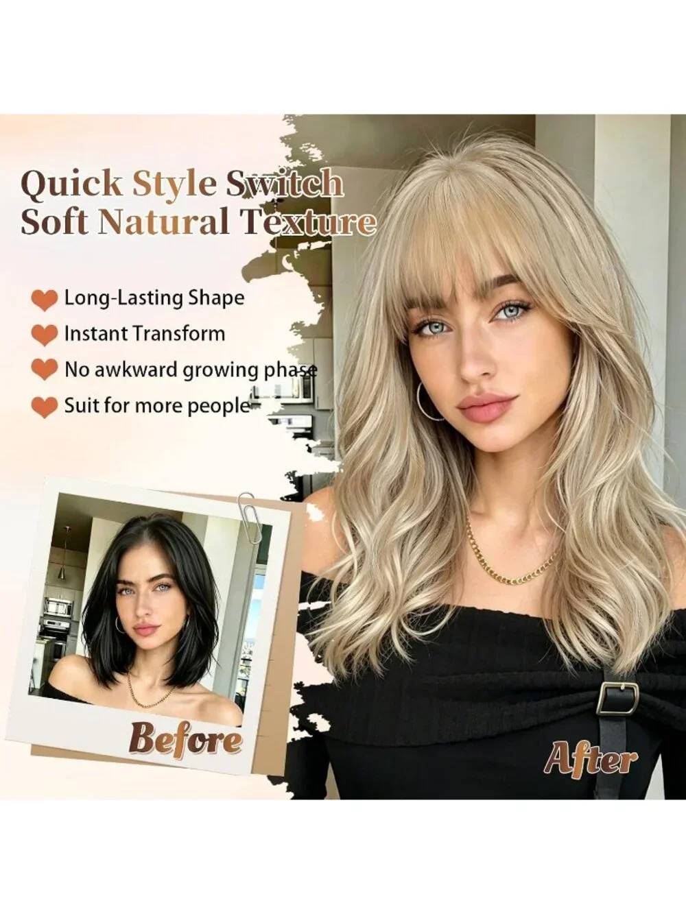 Women's Dirty Blonde 18 Inch Natural Looking Synthetic Heat Resistant Wavy Wigs